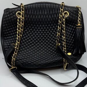 Bally Black Quilted Leather Shoulder Bag with Gold Chain PURSE COCO CHIC VINTAGE